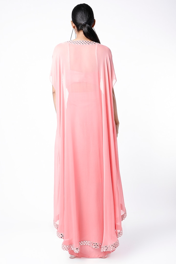 Bubblegum Pink Mirror Embroidered Dhoti Set by Kresha Lulla at Pernia's Pop Up Shop