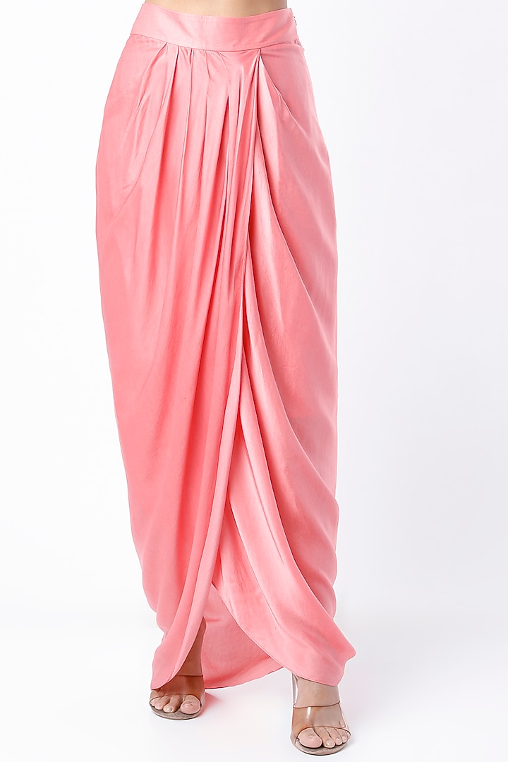 Bubblegum Pink Mirror Embroidered Dhoti Set by Kresha Lulla at Pernia's Pop Up Shop
