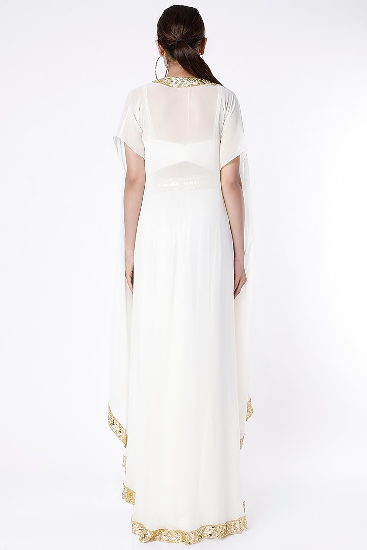 Ivory Geometric Mirror Embroidered Skirt Set by Kresha Lulla at Pernia's Pop Up Shop