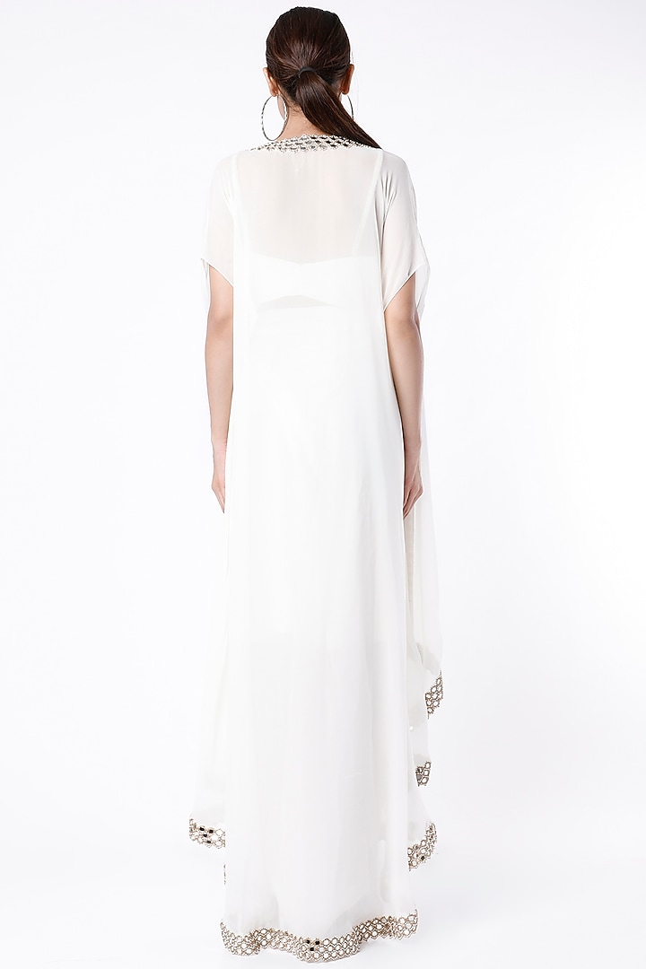 Ivory Mirror Embroidered Dhoti Set by Kresha Lulla at Pernia's Pop Up Shop
