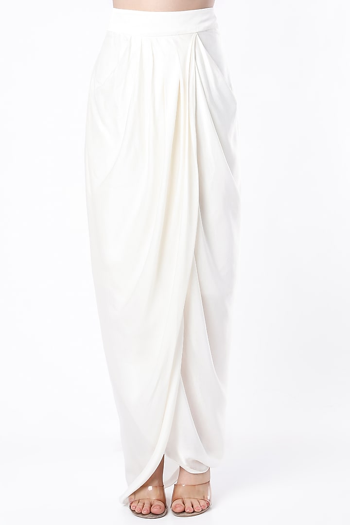 Ivory Mirror Embroidered Dhoti Set by Kresha Lulla at Pernia's Pop Up Shop