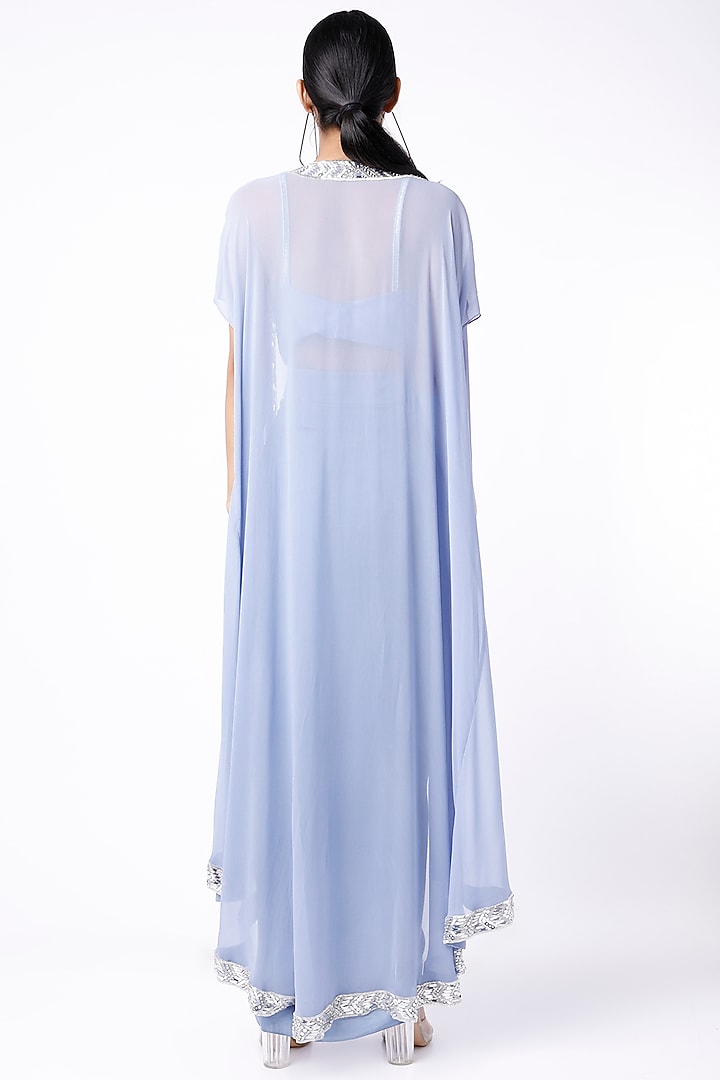 Periwinkle Blue Sequins Embroidered Dhoti Set by Kresha Lulla at Pernia's Pop Up Shop