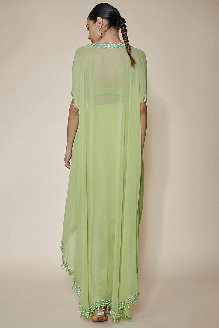 Pista Green Cotton Satin Dhoti Skirt Set by Kresha Lulla at Pernia's Pop Up Shop
