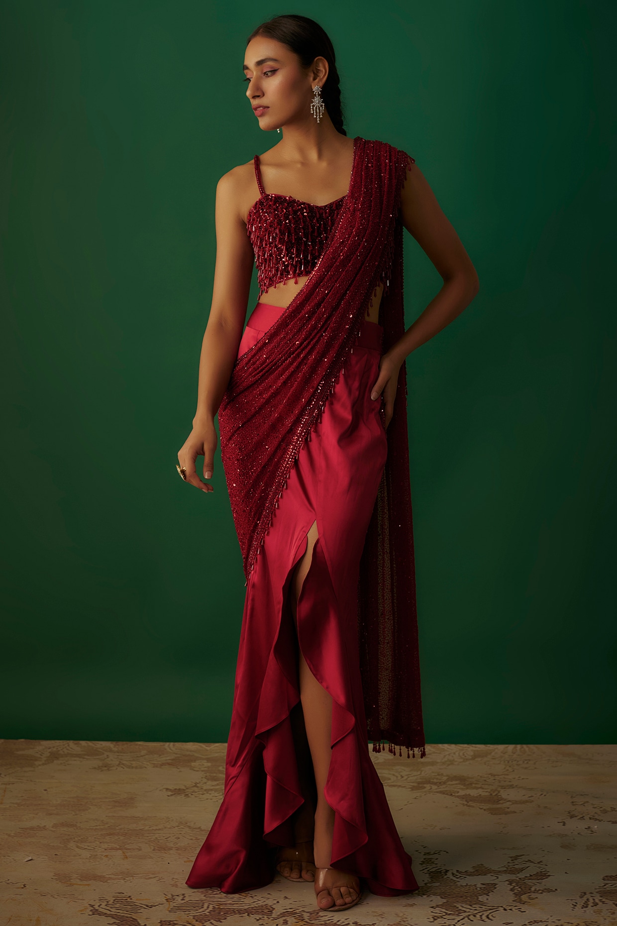 Royal Red Festival Classic Designer Saree -