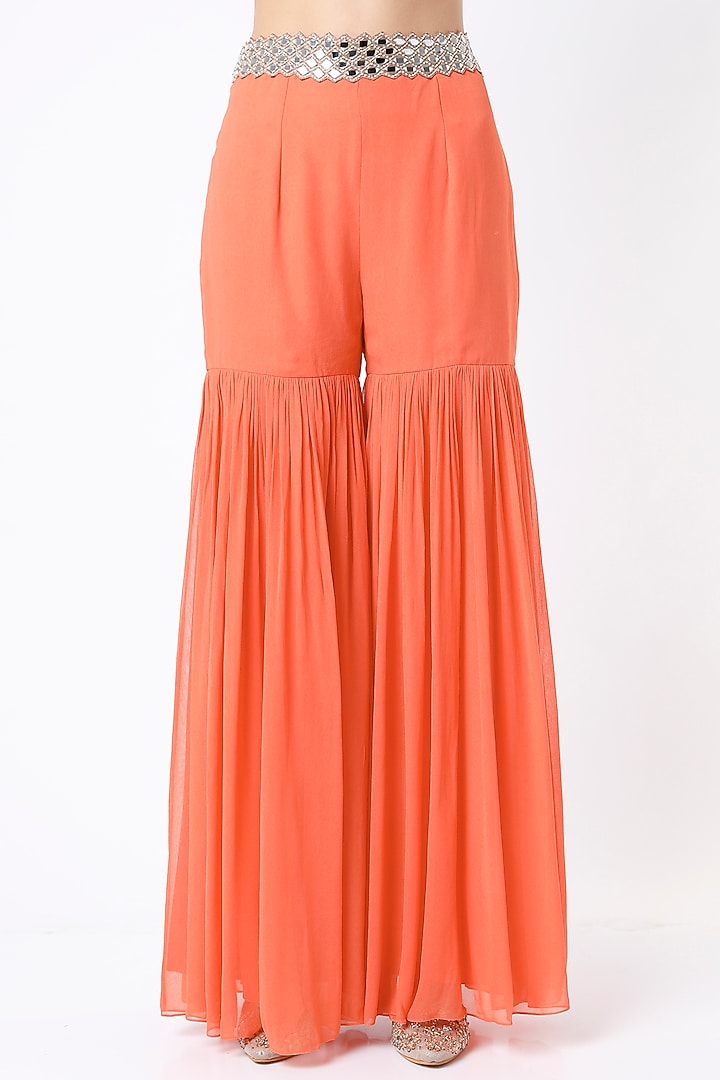 Orange Embroidered Cape Set by Kresha Lulla at Pernia's Pop Up Shop