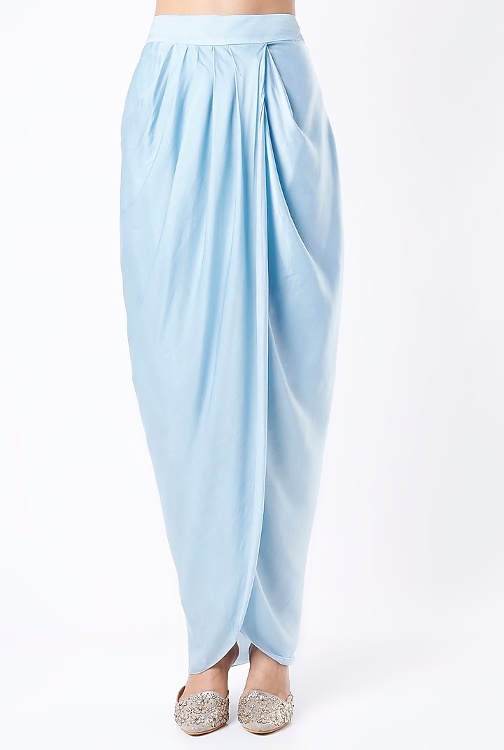 Powder Blue Embroidered Cape Set by Kresha Lulla at Pernia's Pop Up Shop