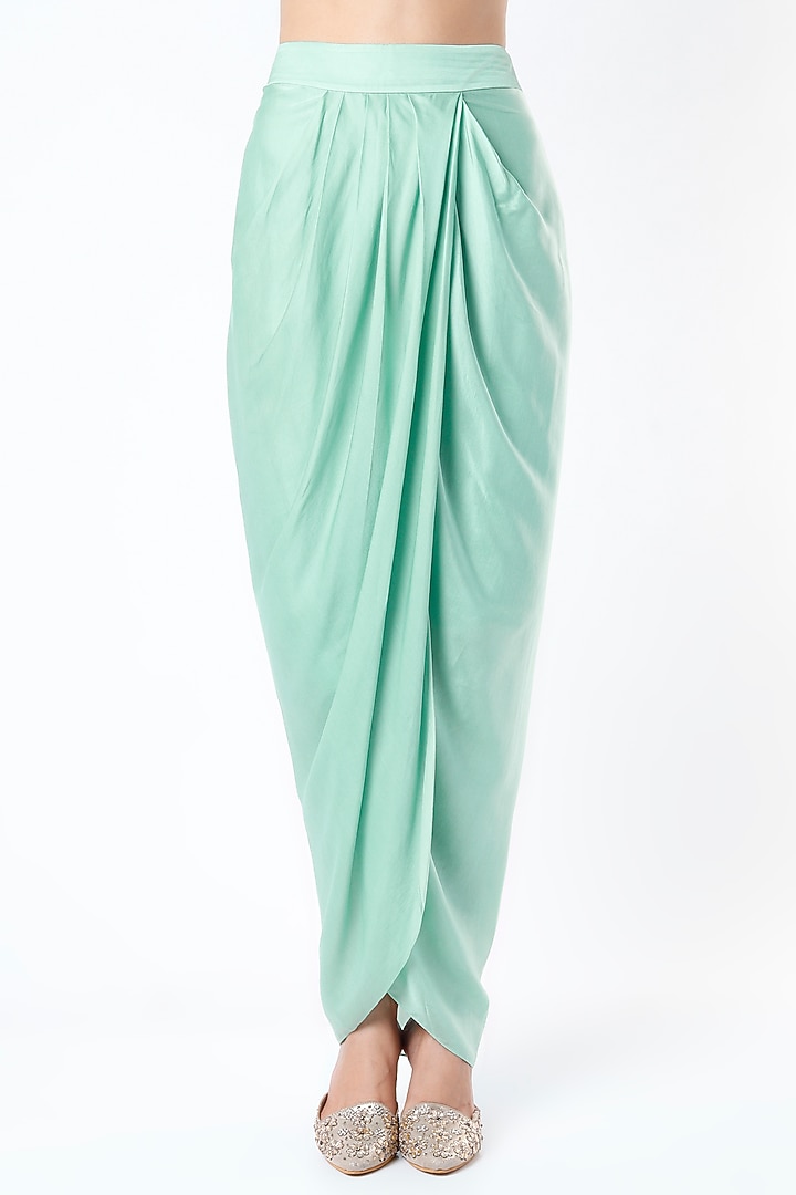 Mint Green Embroidered Cape Set by Kresha Lulla at Pernia's Pop Up Shop