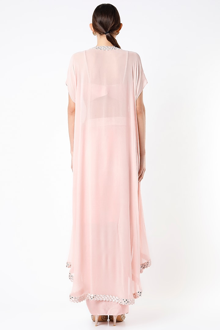 Peach Embroidered Cape Set by Kresha Lulla at Pernia's Pop Up Shop