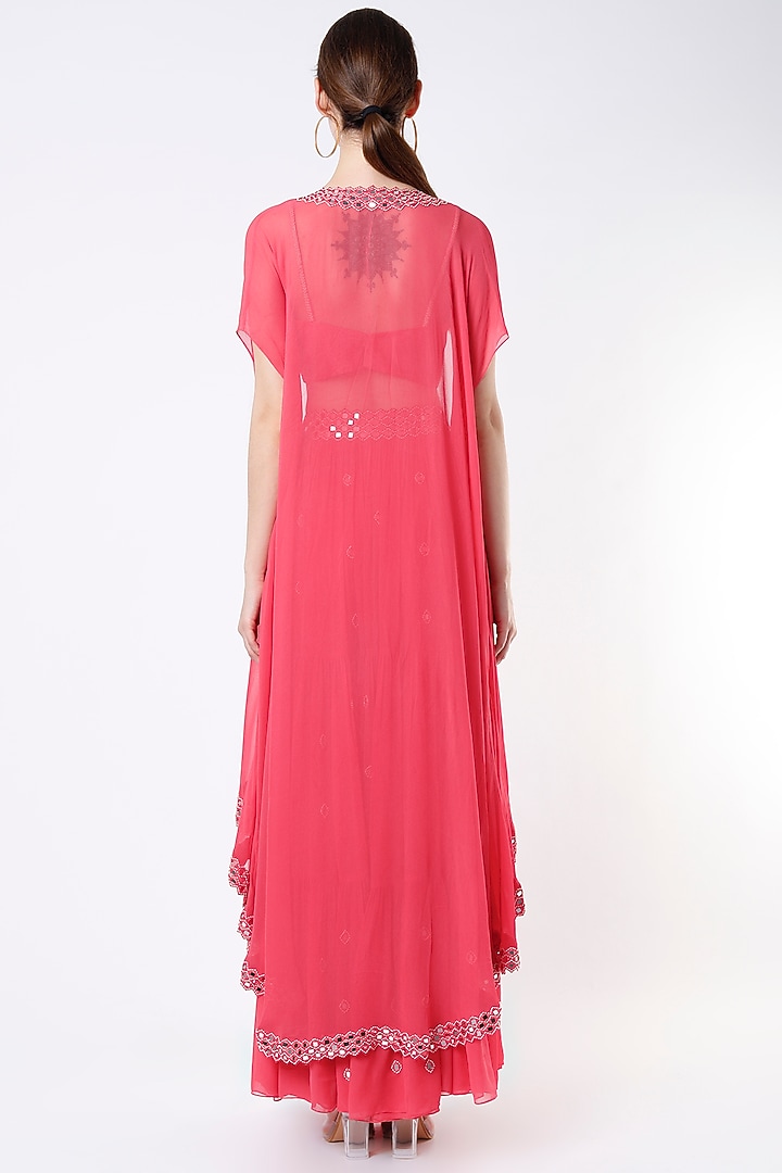 Bright Pink Georgette Jacket Set by Kresha Lulla at Pernia's Pop Up Shop