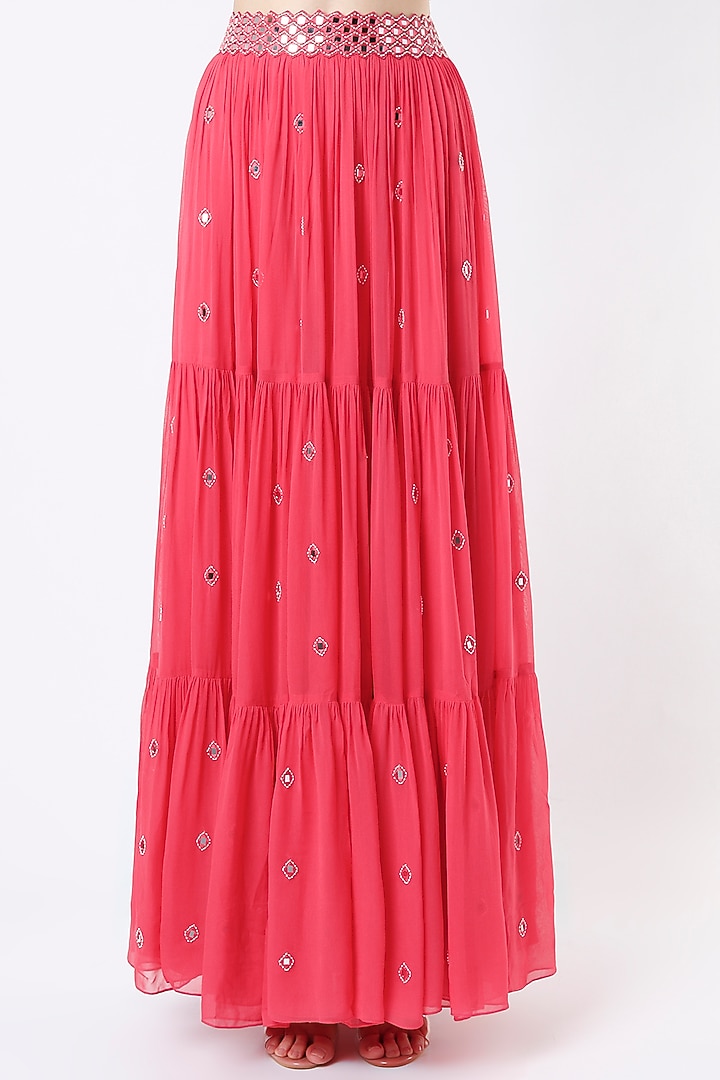 Bright Pink Georgette Jacket Set by Kresha Lulla at Pernia's Pop Up Shop