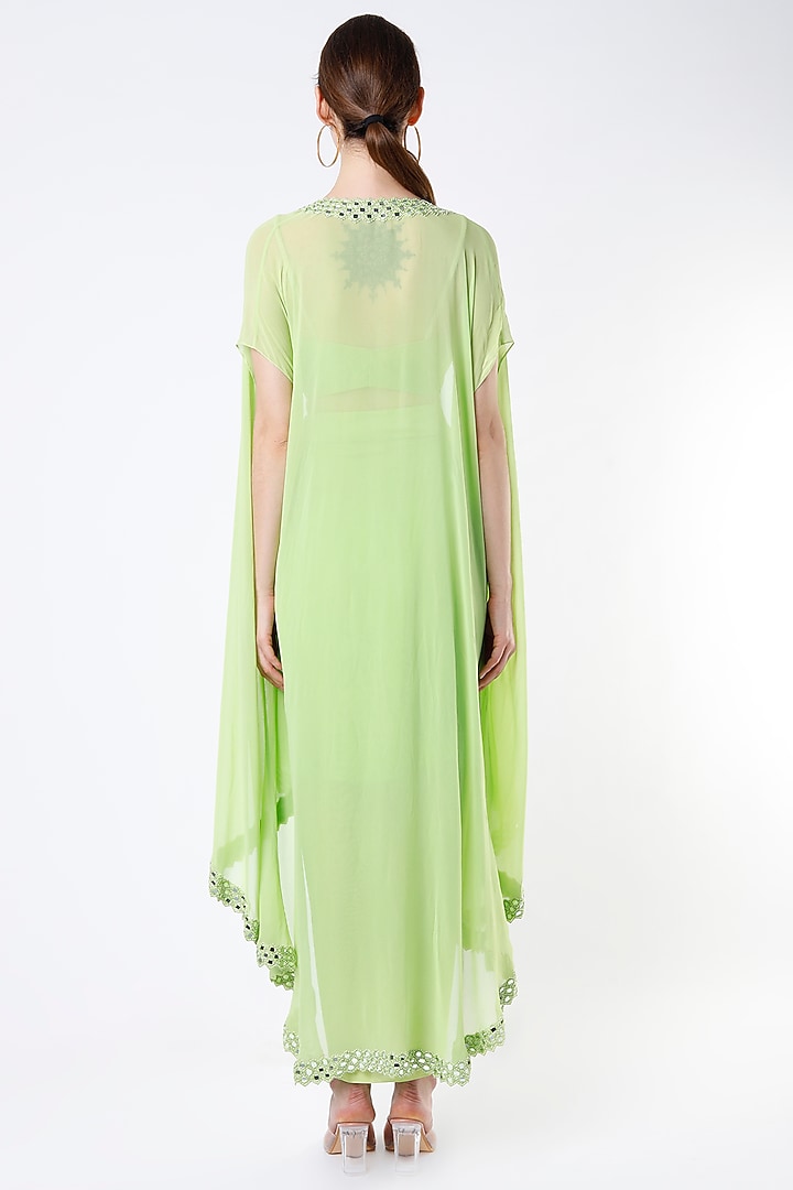 Lime Cotton Satin Dhoti Set by Kresha Lulla at Pernia's Pop Up Shop