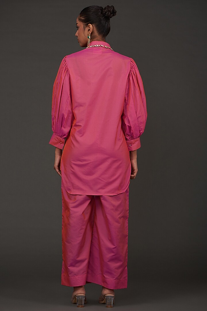 Pink Silk Mirror Embroidered Co-Ord Set by kunwarani ritu at Pernia's Pop Up Shop
