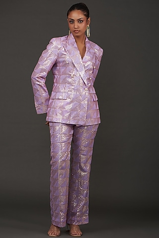 Purple Georgette Shimmer Co-Ord Set by kunwarani ritu