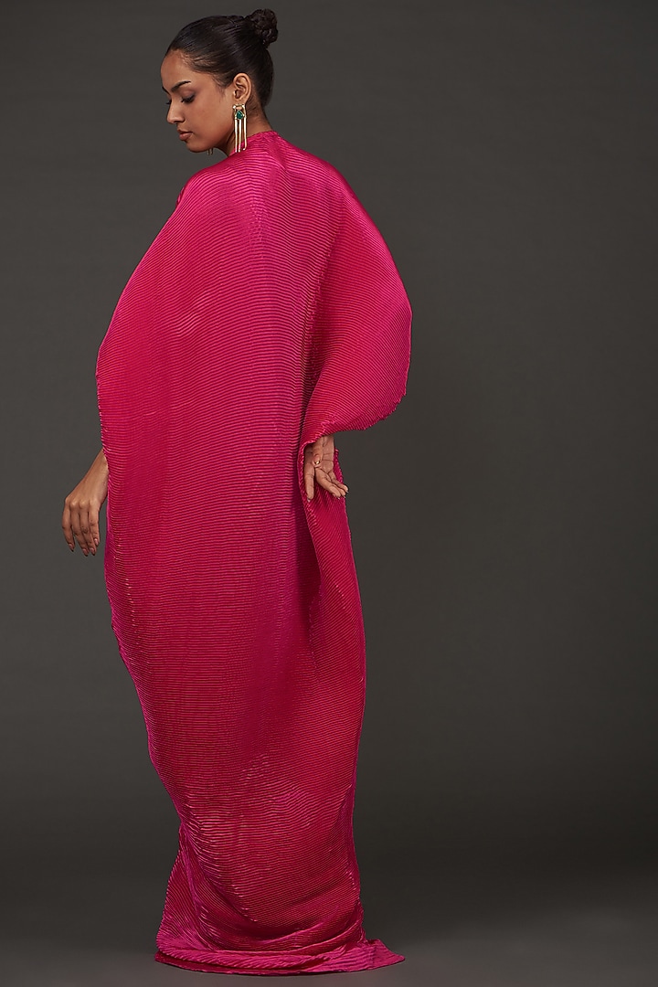 Maroon Crinkle Pearl Embroidered Kaftan by kunwarani ritu at Pernia's Pop Up Shop