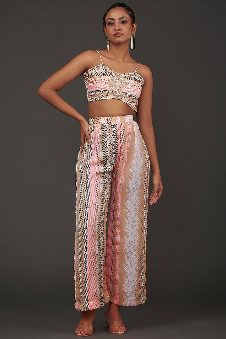 Peach Georgette Zari Embroidered Cape Set by kunwarani ritu at Pernia's Pop Up Shop