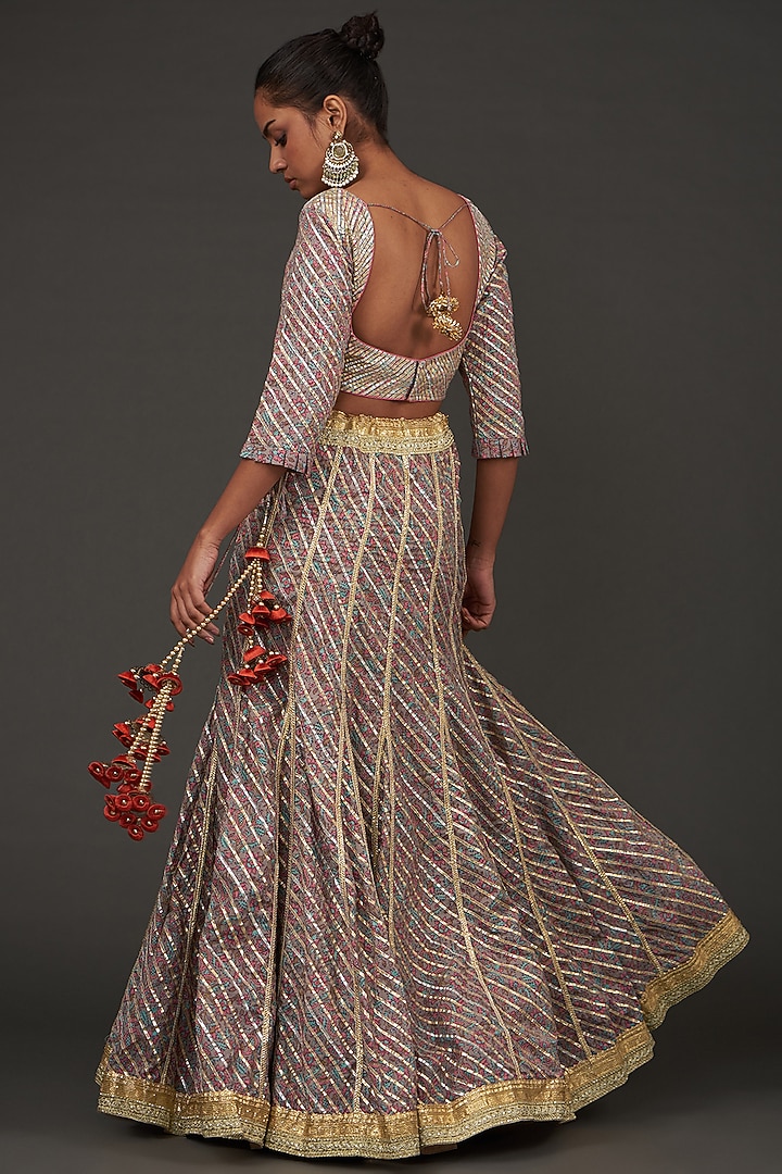 Green Cotton Gota Embroidered Wedding Lehenga Set by kunwarani ritu at Pernia's Pop Up Shop