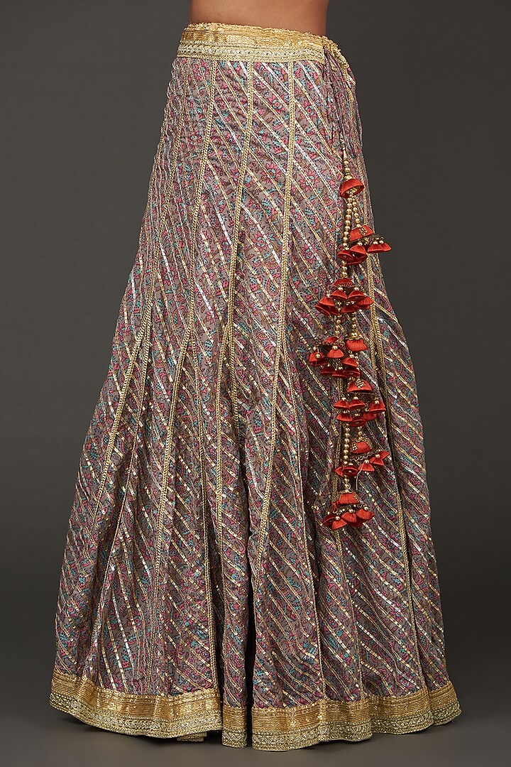 Green Cotton Gota Embroidered Wedding Lehenga Set by kunwarani ritu at Pernia's Pop Up Shop