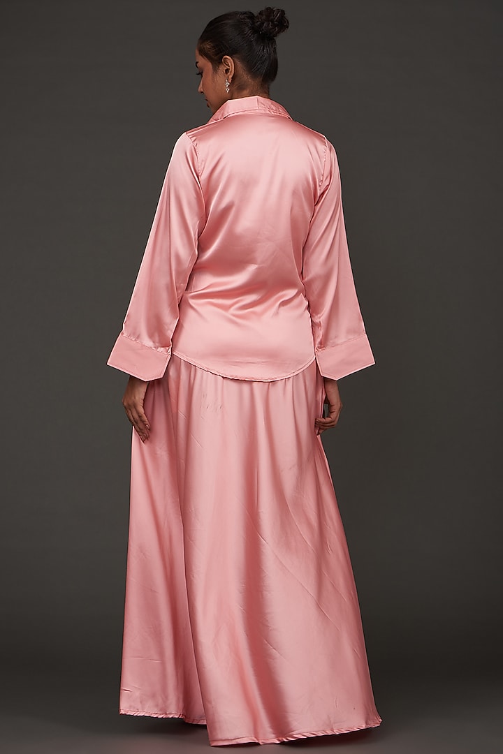 Pink Satin Skirt Set by kunwarani ritu at Pernia's Pop Up Shop