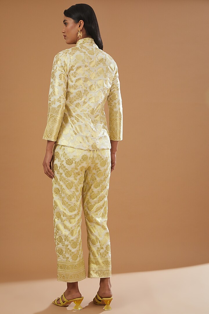 White Brocade Jacket Set by kunwarani ritu at Pernia's Pop Up Shop