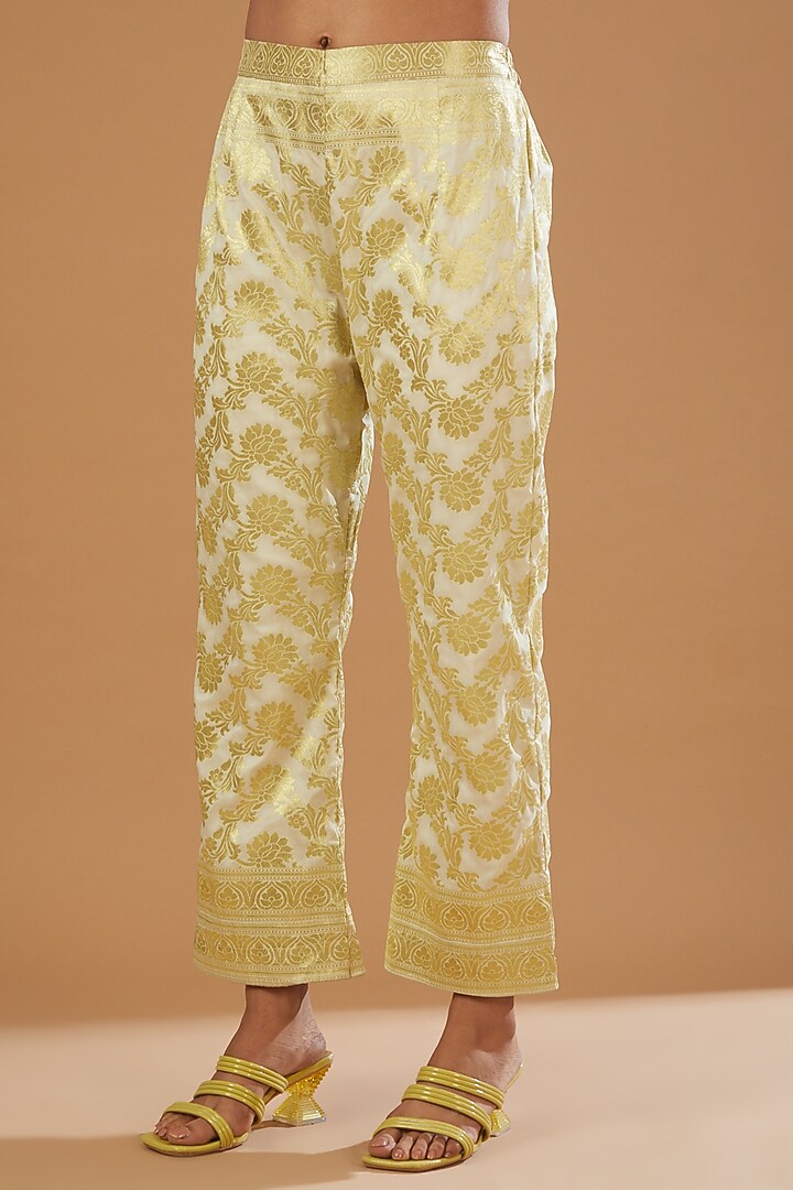White Brocade Jacket Set by kunwarani ritu at Pernia's Pop Up Shop