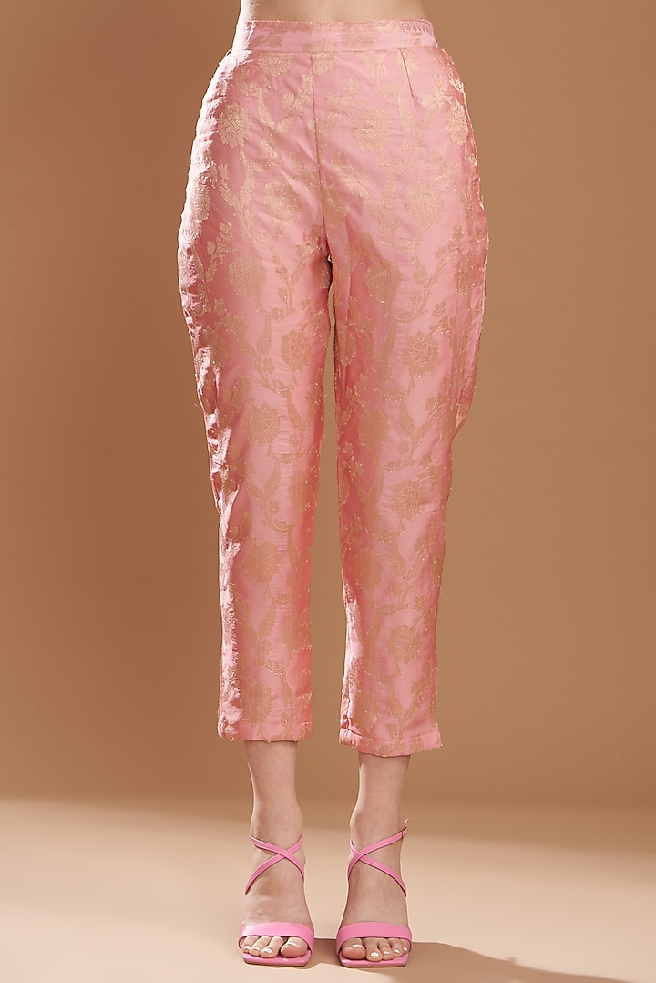 Blush Pink Brocade Jacket Set by kunwarani ritu at Pernia's Pop Up Shop