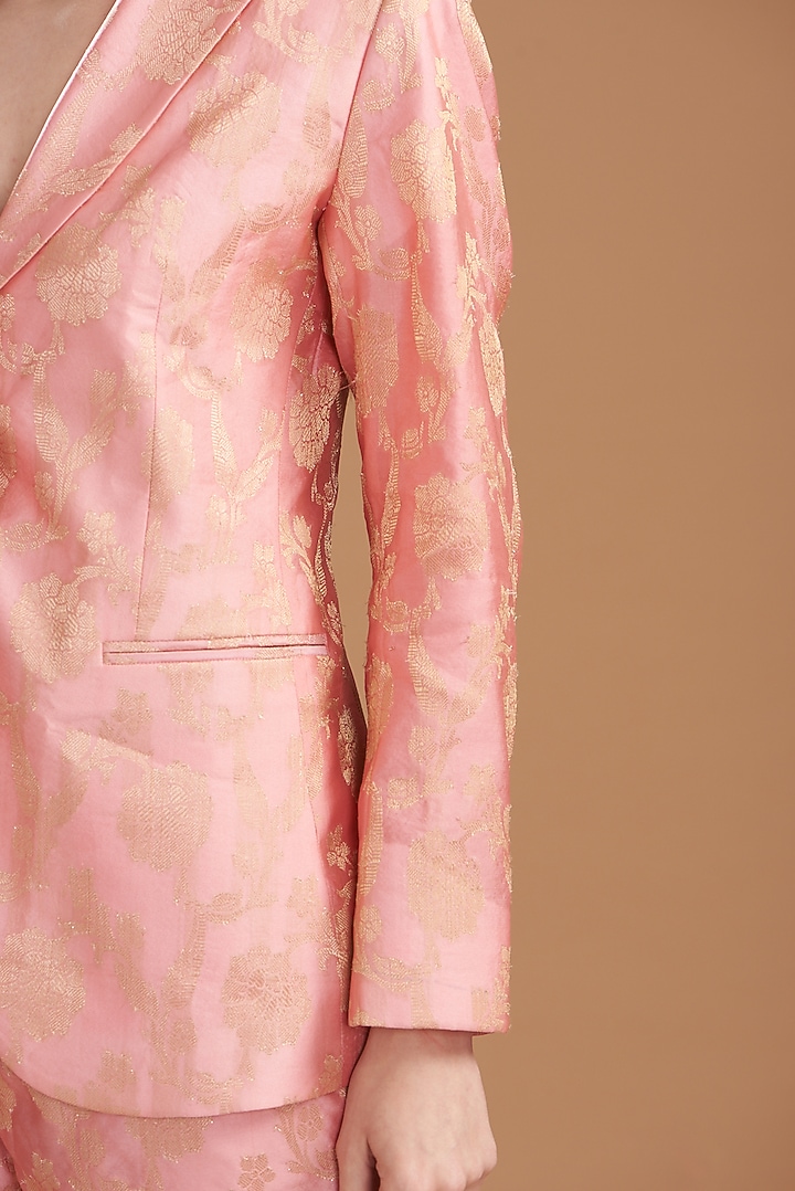 Blush Pink Brocade Jacket Set by kunwarani ritu at Pernia's Pop Up Shop