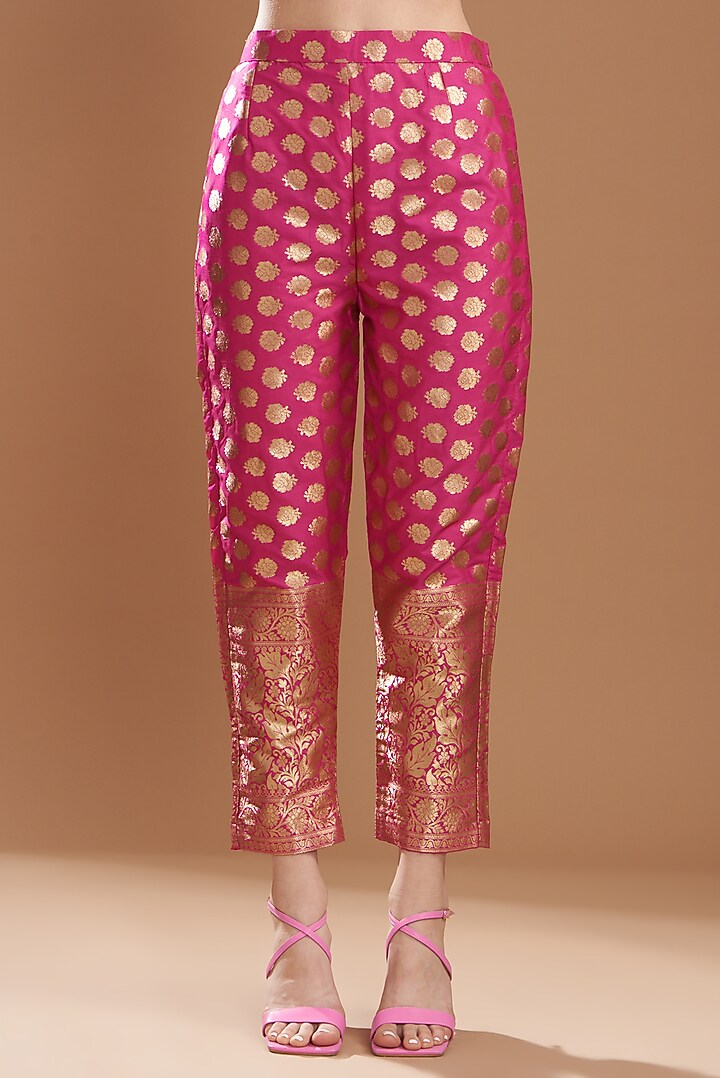 Blush Pink Banarasi Brocade Jacket Set by kunwarani ritu at Pernia's Pop Up Shop