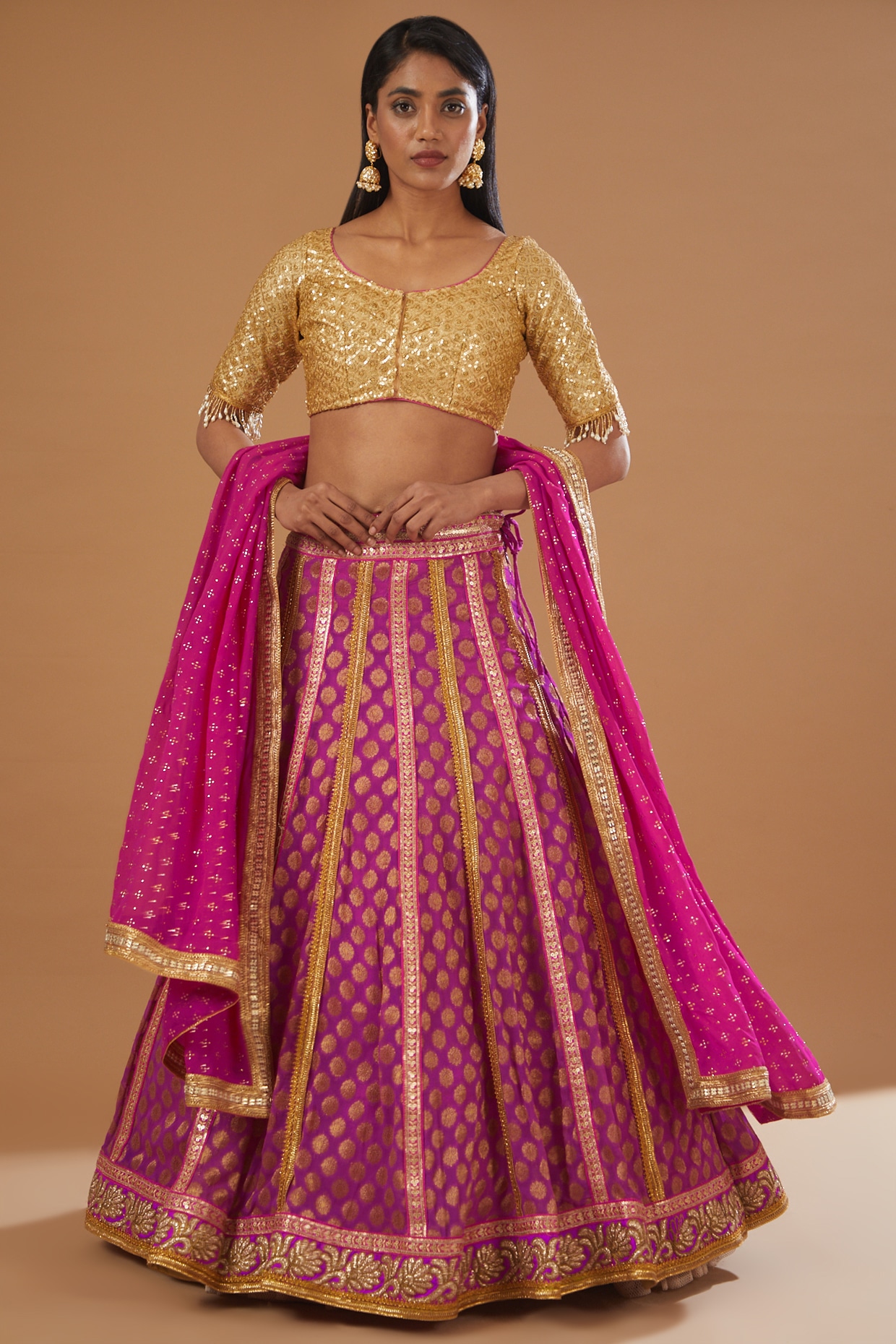 Banarasi Silk Lehenga in Navy Blue LLCV114258