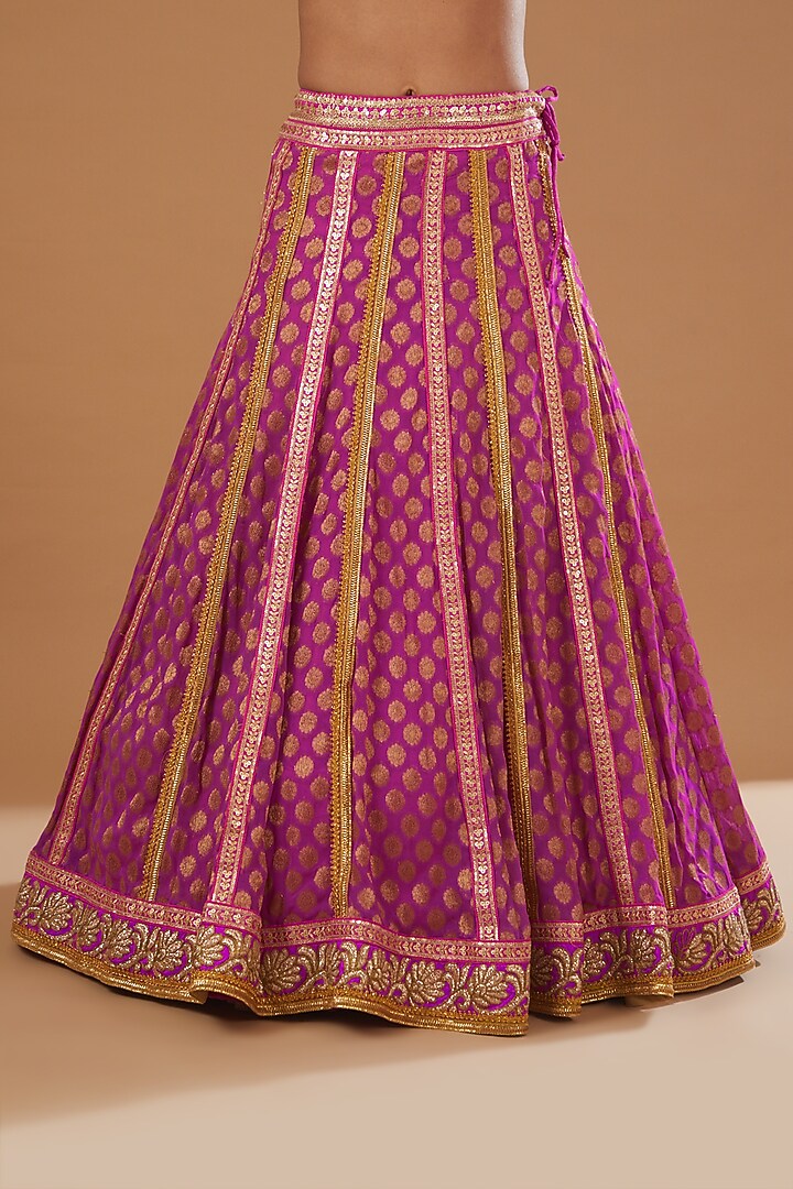 Blush Pink Banarasi Georgette Embroidered Wedding Lehenga Set by kunwarani ritu at Pernia's Pop Up Shop