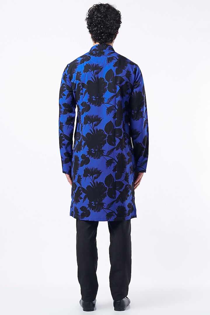 Blue & Black Printed Kurta Set by Krish Sanghvi at Pernia's Pop Up Shop