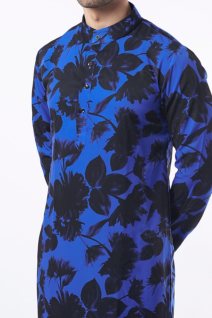 Blue & Black Printed Kurta Set by Krish Sanghvi at Pernia's Pop Up Shop