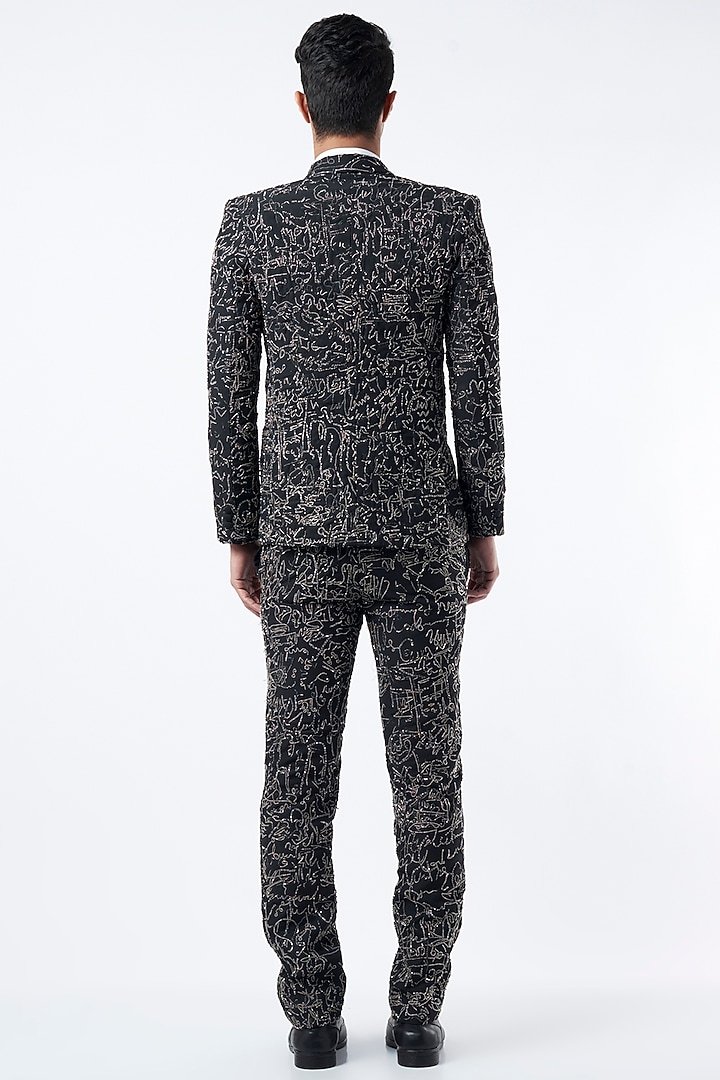 Black Embroidered Blazer Set by Krish Sanghvi at Pernia's Pop Up Shop