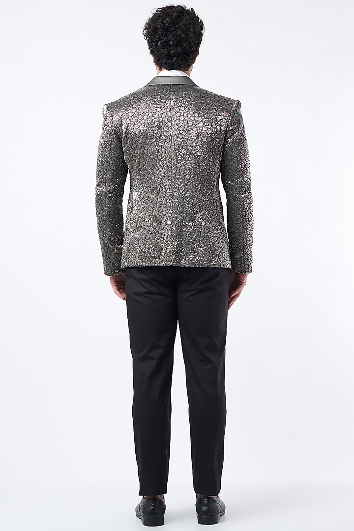 Grey Embroidered Blazer by Krish Sanghvi at Pernia's Pop Up Shop