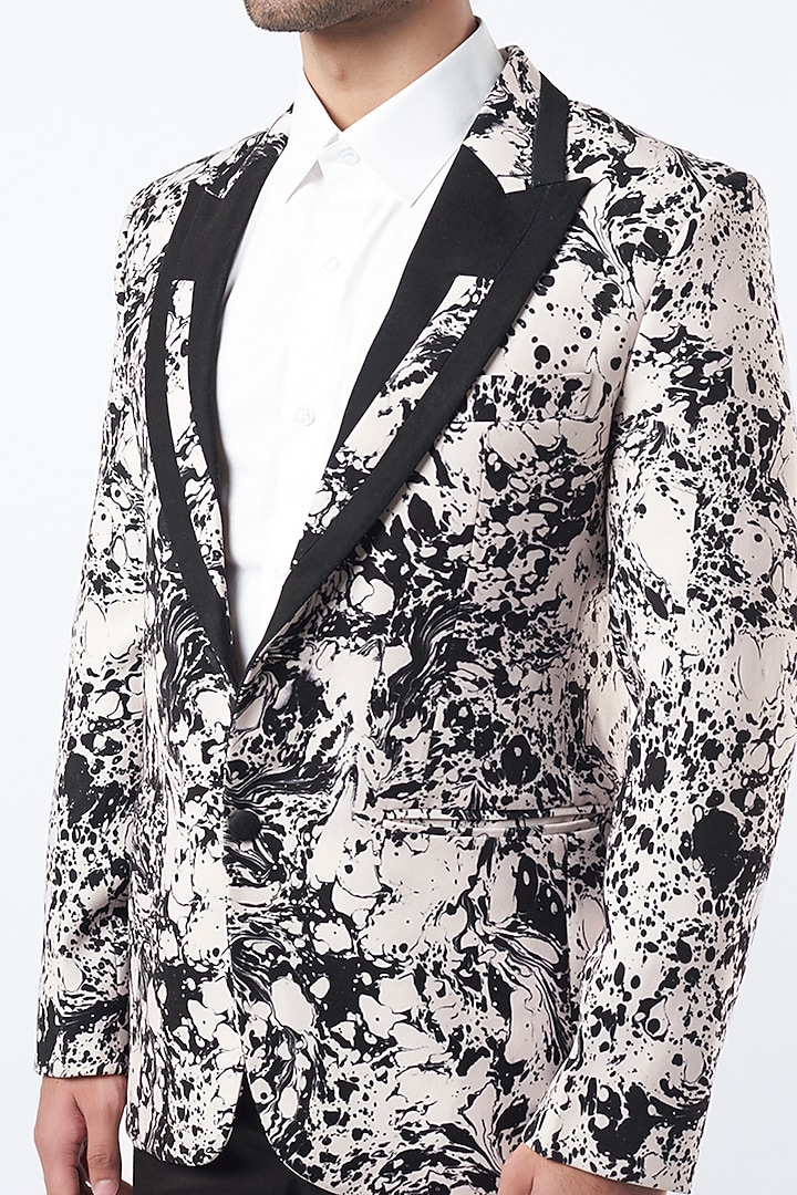 Creme Volvo Printed Blazer by Krish Sanghvi at Pernia's Pop Up Shop