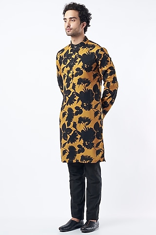 Mustard Digital Printed Kurta Set by Krish Sanghvi
