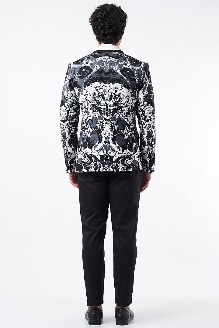 Black & Grey Digital Printed Blazer by Krish Sanghvi at Pernia's Pop Up Shop