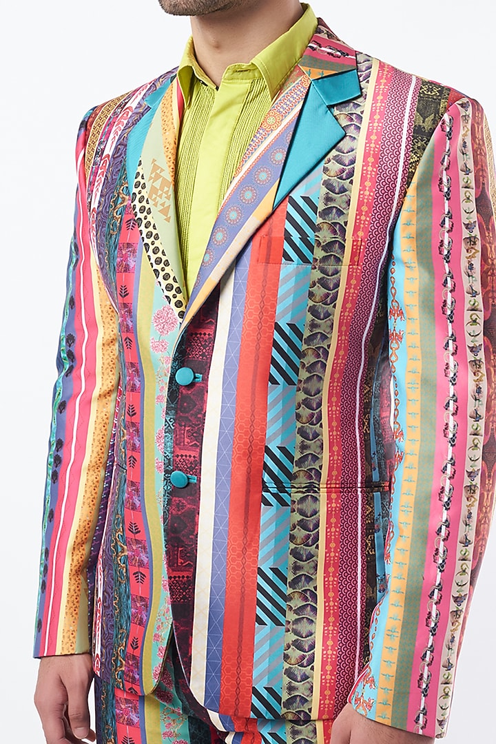 Multi-Coloured Striped Blazer Set by Krish Sanghvi at Pernia's Pop Up Shop