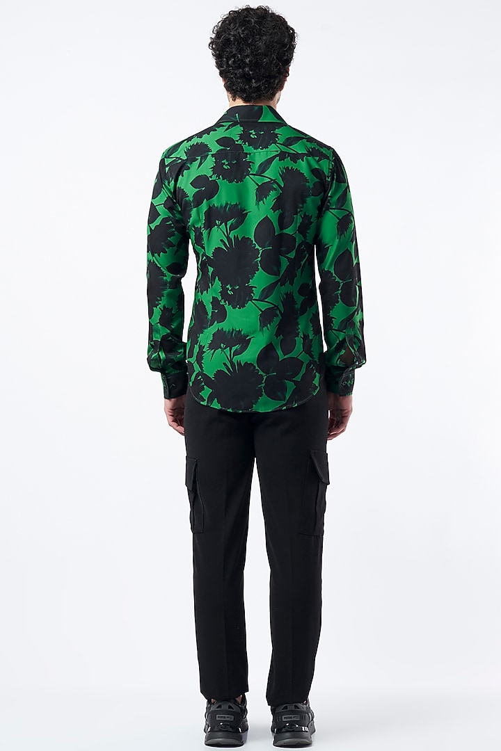 Mythical green Wrinkle-Fabric Digital Printed Party Wear Shirt by Krish Sanghvi at Pernia's Pop Up Shop