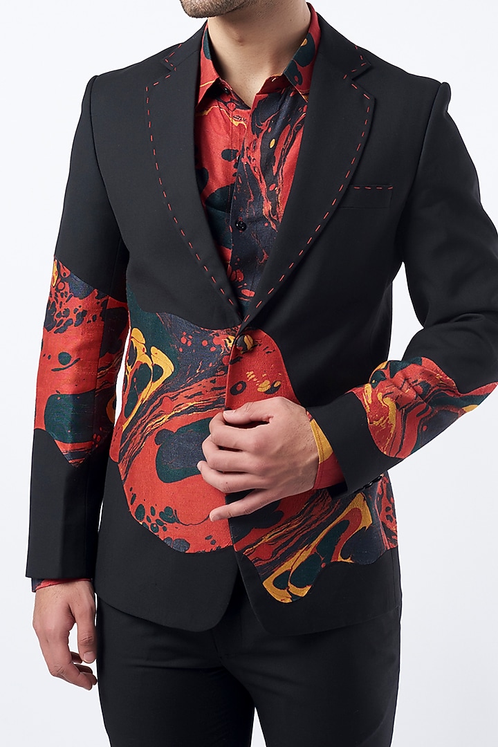 Black & Red Suiting Blazer Set by Krish Sanghvi at Pernia's Pop Up Shop