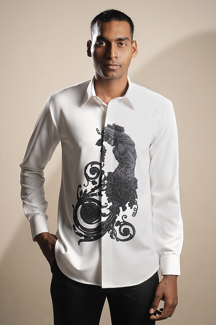 White Volvo Renaissance Printed Shirt by Krish Sanghvi