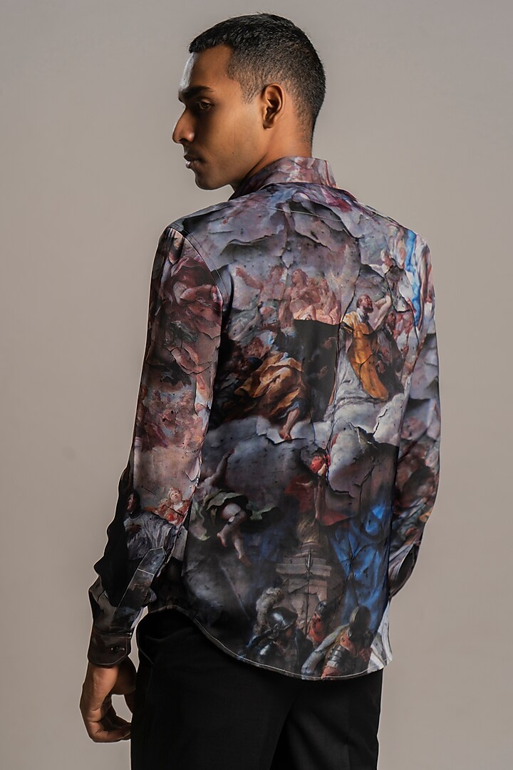 Multi-Colored Leena Silk Renaissance Printed Party Wear Shirt by Krish Sanghvi at Pernia's Pop Up Shop