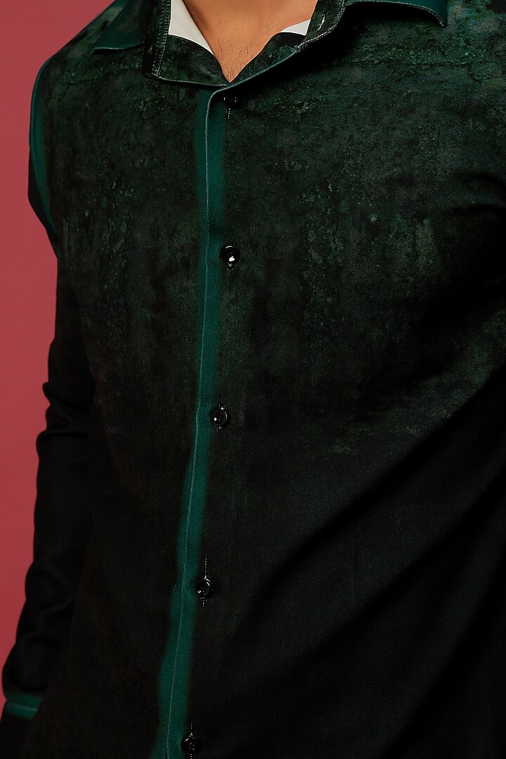 Green Volvo Stripe Printed Ombre Party Wear Shirt by Krish Sanghvi at Pernia's Pop Up Shop