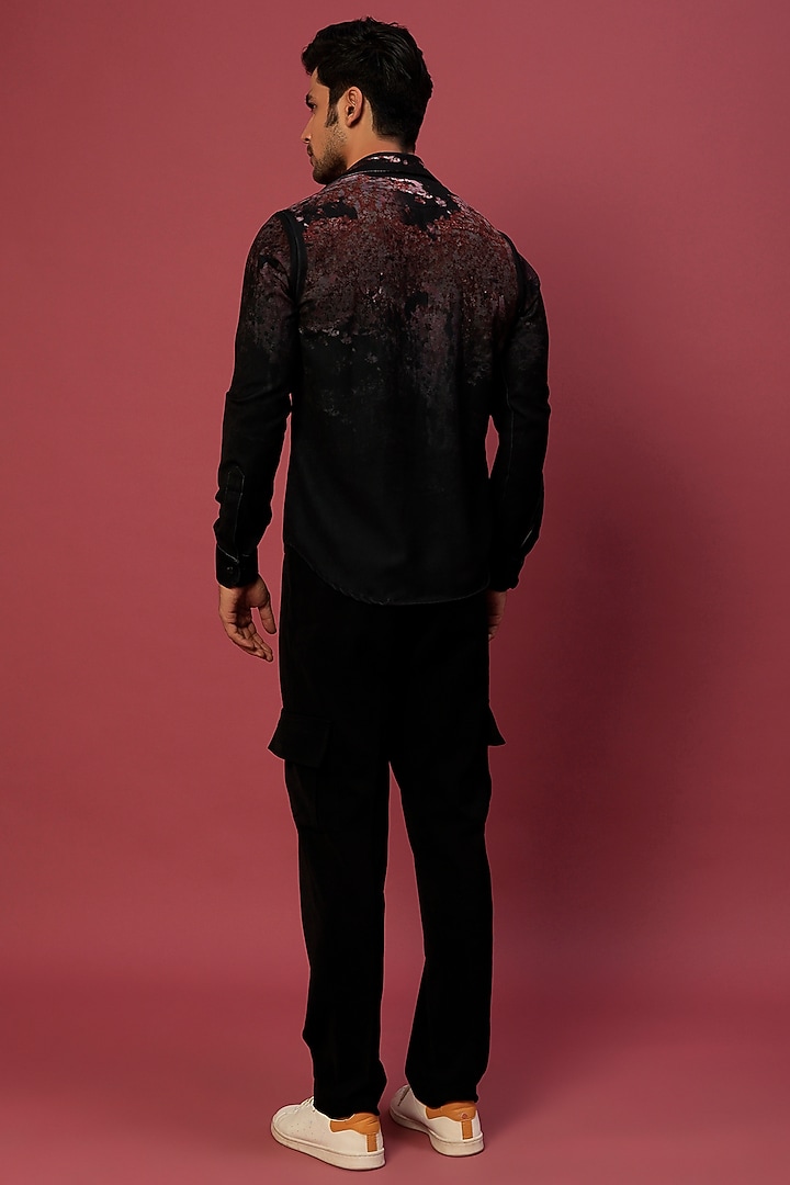 Maroon Ombre Volvo Printed Party Wear Shirt by Krish Sanghvi at Pernia's Pop Up Shop