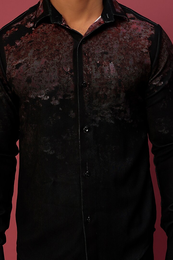 Maroon Ombre Volvo Printed Party Wear Shirt by Krish Sanghvi at Pernia's Pop Up Shop