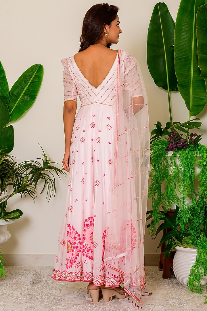 Icy Pink Embroidered Bridal Anarkali Set by Kritika kataria at Pernia's Pop Up Shop