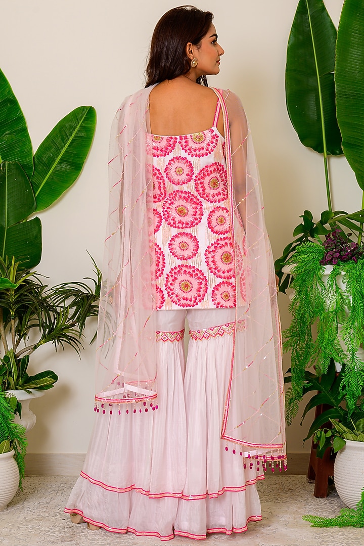 Icy Pink Embroidered Bridal Sharara Set by Kritika kataria at Pernia's Pop Up Shop