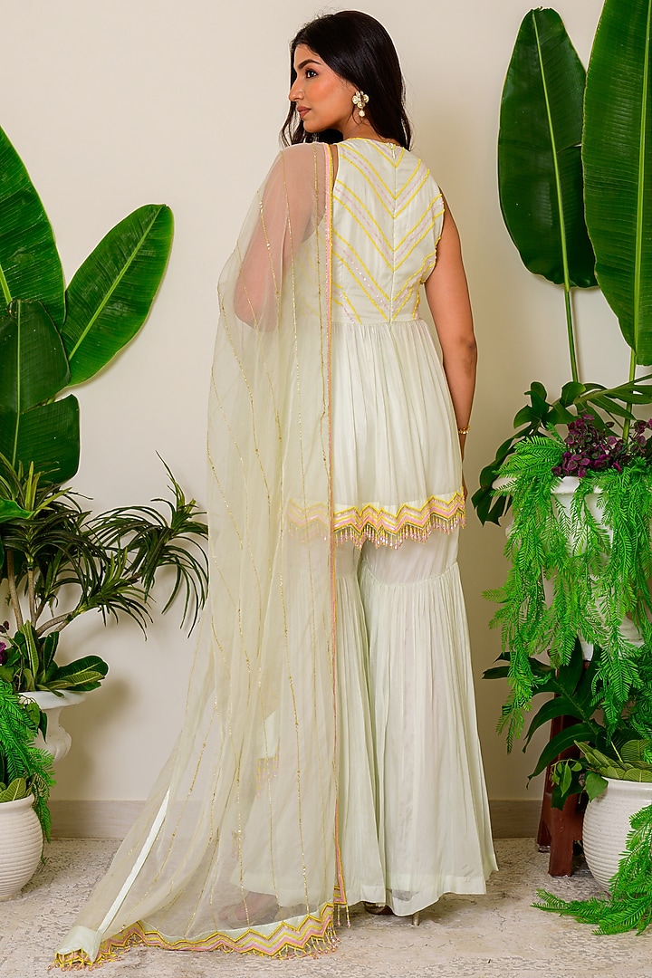 Milky Green Silk Wedding Sharara Set by Kritika kataria at Pernia's Pop Up Shop