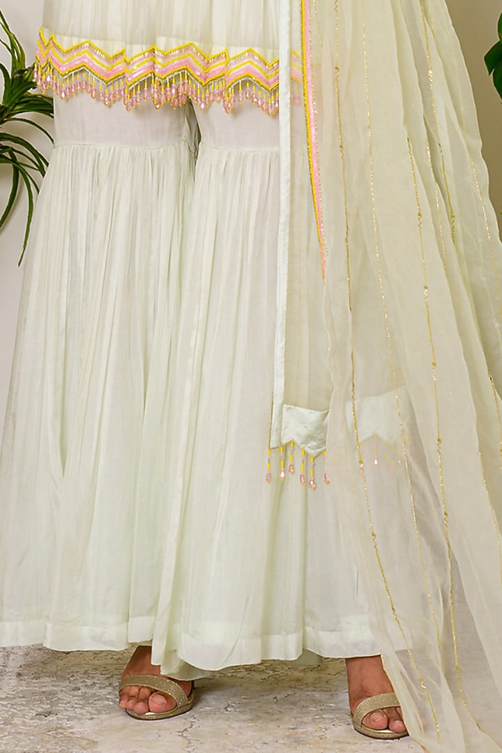 Milky Green Silk Wedding Sharara Set by Kritika kataria at Pernia's Pop Up Shop