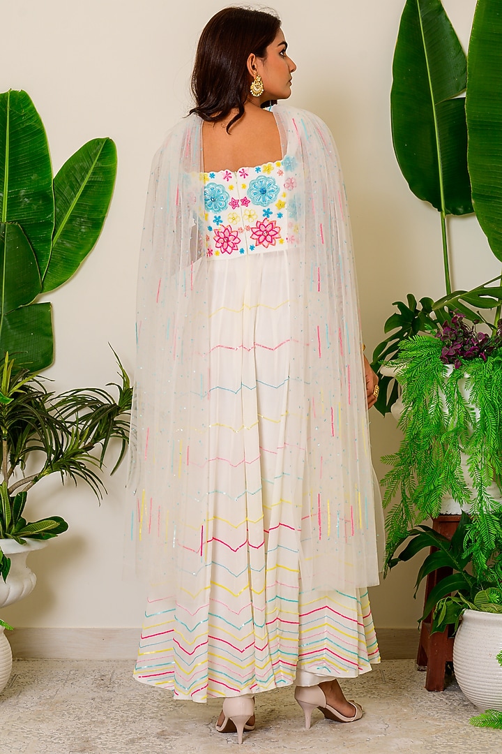 Snow White Embroidered Wedding Anarkali Set by Kritika kataria at Pernia's Pop Up Shop