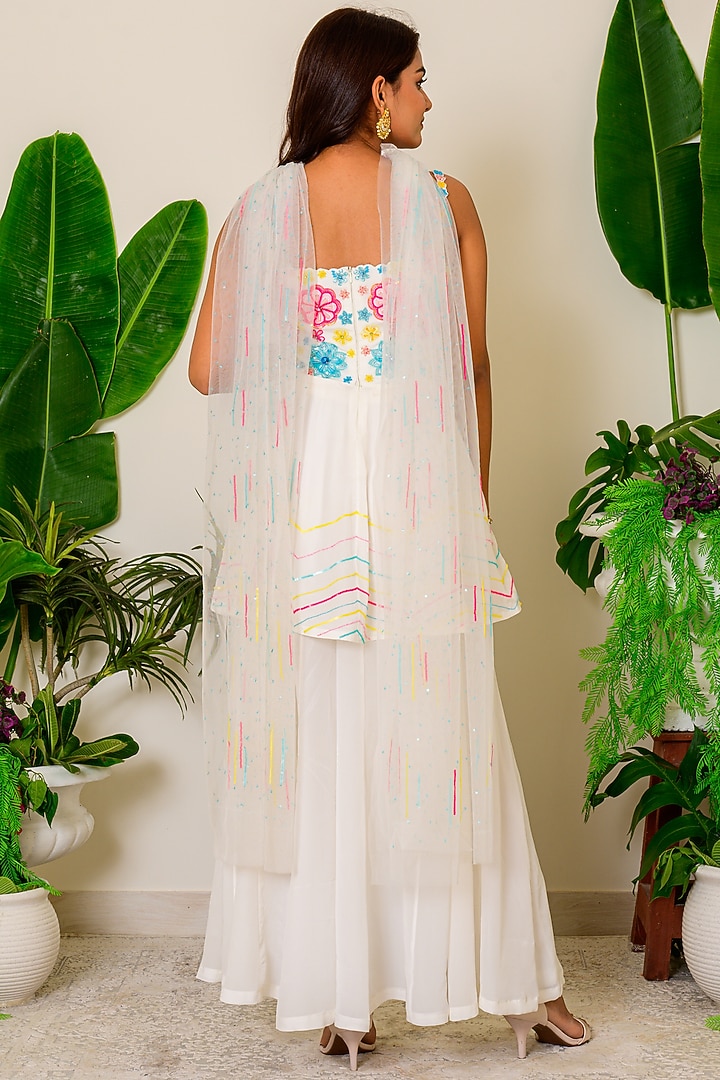 Snow White Crepe Wedding Sharara Set by Kritika kataria at Pernia's Pop Up Shop